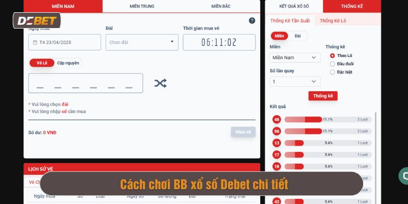 cách chơi BB xổ số Debet