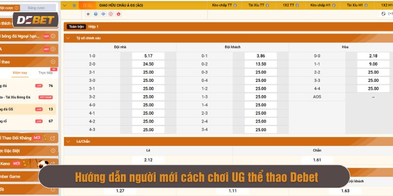 cách chơi SBOBET thể thao Debet