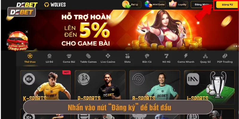 Nhấn vào nút “Đăng ký” để bắt đầu