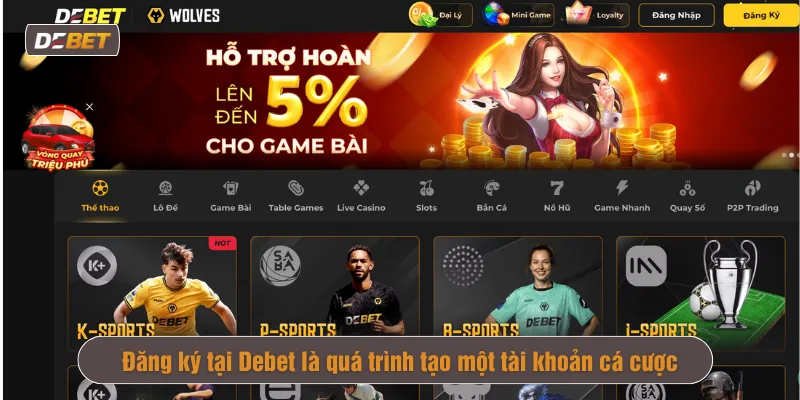 Đăng ký tại Debet là quá trình tạo một tài khoản cá cược