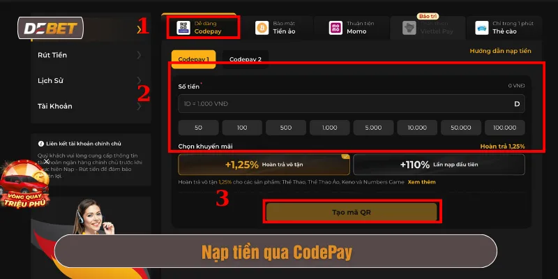Chuyển vốn qua CodePay
