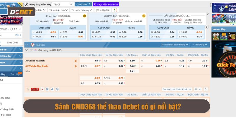 sảnh CMD368 thể thao Debet